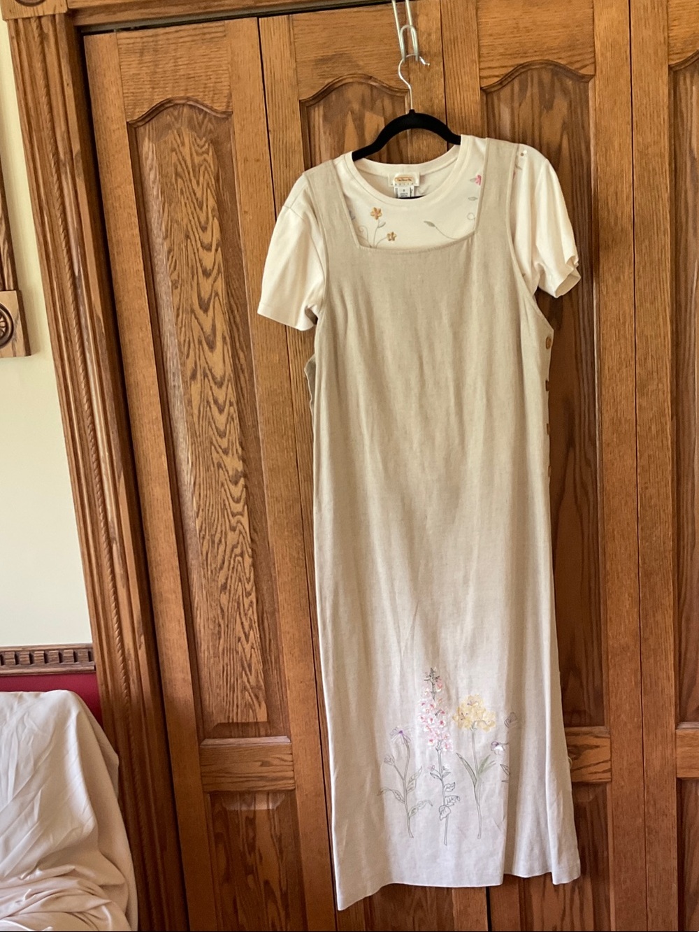 Talbots Cream Embroidered Maxi Dress